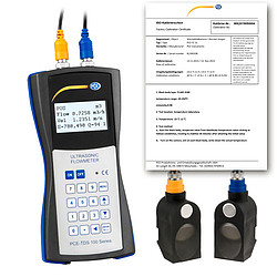 Ultrasonic liquid flow meter PCE-TDS 100H includes ISO certificate