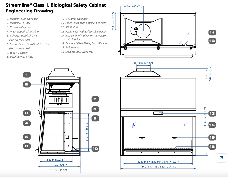 Esco Biological Safety Cabinets Streamline ® Class II (SC2) BSC - Series S