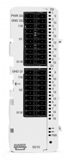 Module Kvaser DIN Rail S010-X10 Digital add-on sixteen digital inputs and sixteen outputs to Kvaser DIN Rail SE400S-X10 (EAN: 73-30130-01065-9)