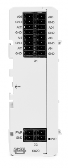 Module Kvaser DIN Rail S020-X10 add-on four analog inputs and four outputs to Kvaser DIN Rail SE400S-X10 (EAN: 73-30130-01066-6)